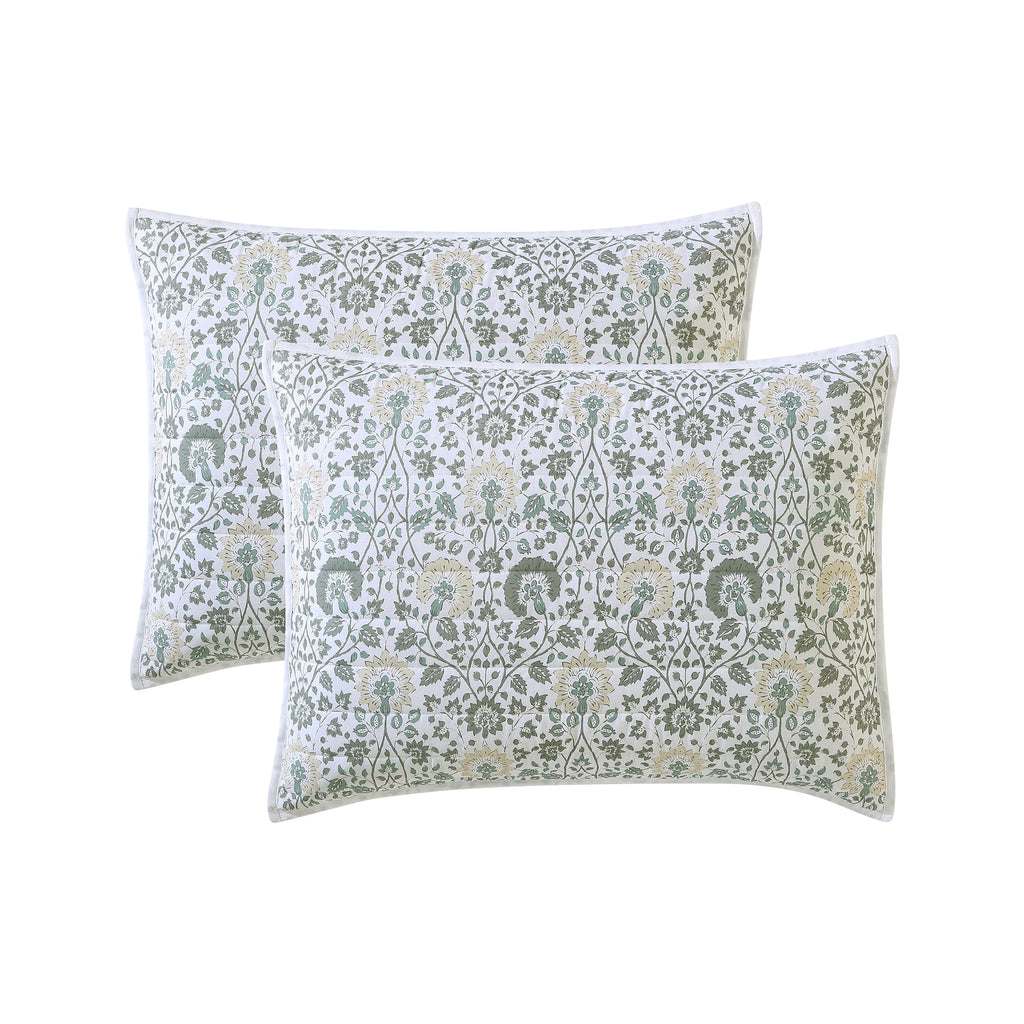 My Texas House Full/Queen Quilt Set, All-Season, 3-Piece, Sage Capri Jacobean Floral