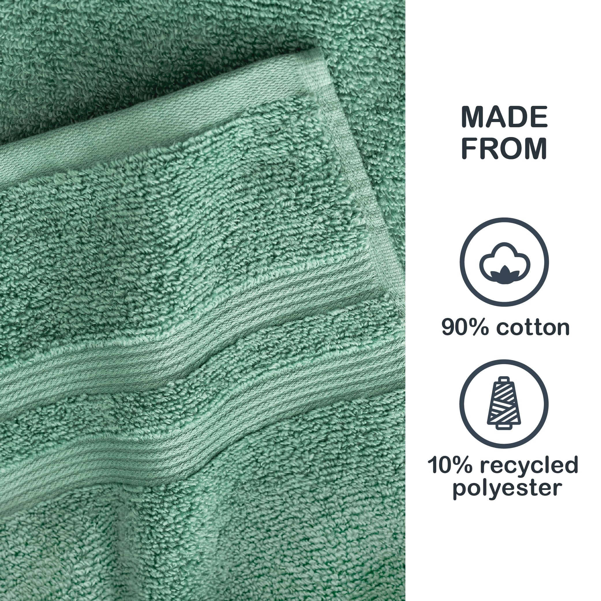 Mainstays Performance Cotton Bath Towel, Super Soft Quick Dry Fade Resistant, Solid Green