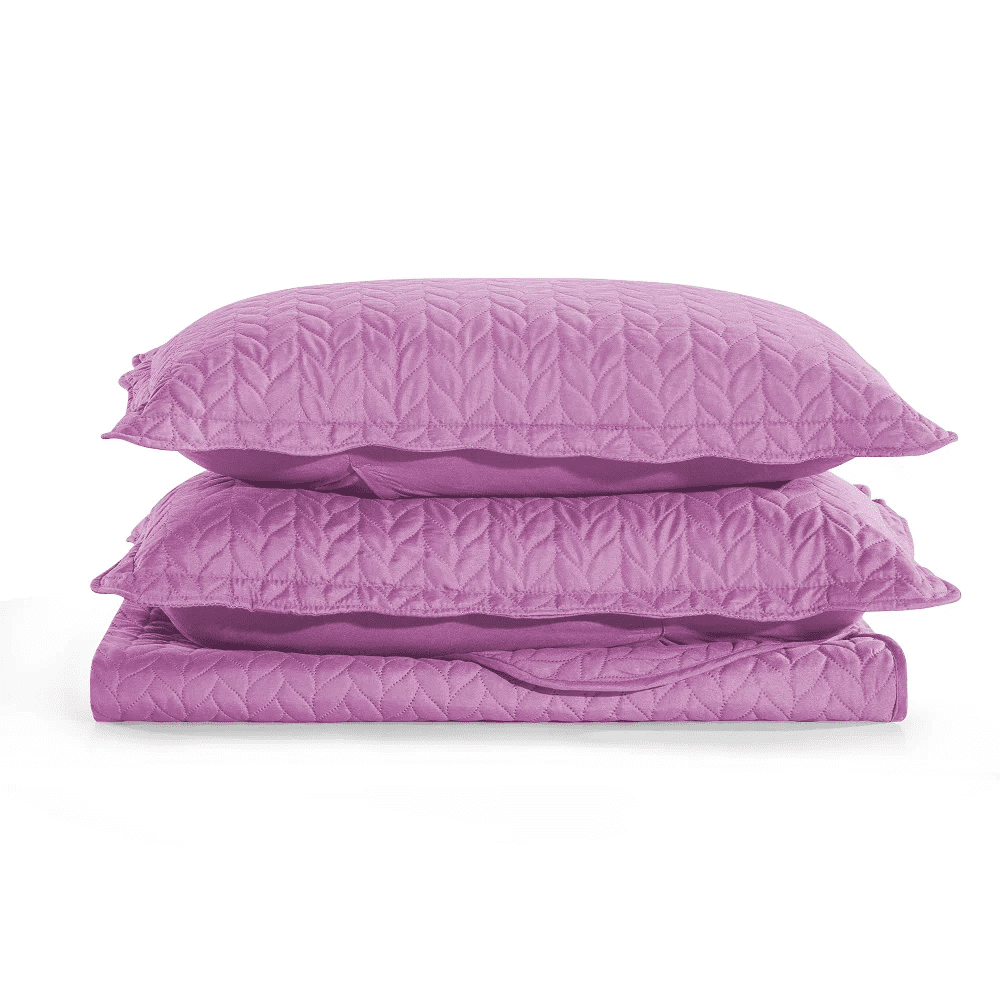 Imperial Rooms 2 Piece Quilt Set Chevron Microfiber Soft Kids Bedspreads & Pillow Shams Purple Twin