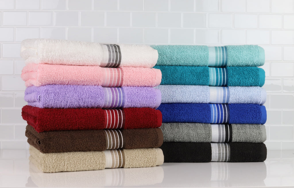 Mainstays Basic Bath Towel, Soft 100%  Cotton and Highly Absorbent Striped Bath Towel, White