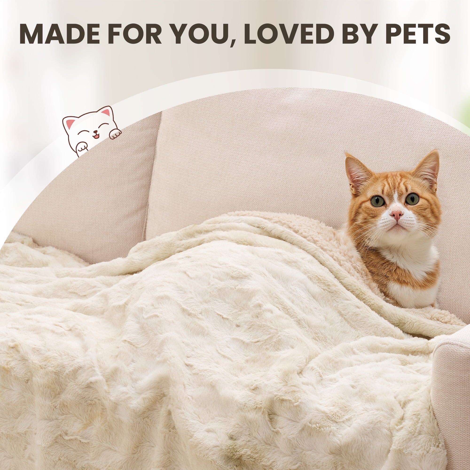 MARNUR Heated Blanket 72"x84" Faux Fur & Sherpa Electric Blanket with 6 Heat Levels, 10H Timer, LED Display, Machine Washable, Tie-Dye Off-White