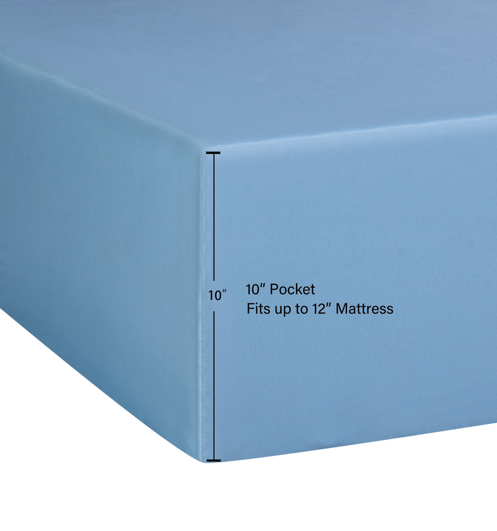 Mainstays Basic Value Microfiber Bed Sheet Set, Light Blue, Queen, 4 Piece