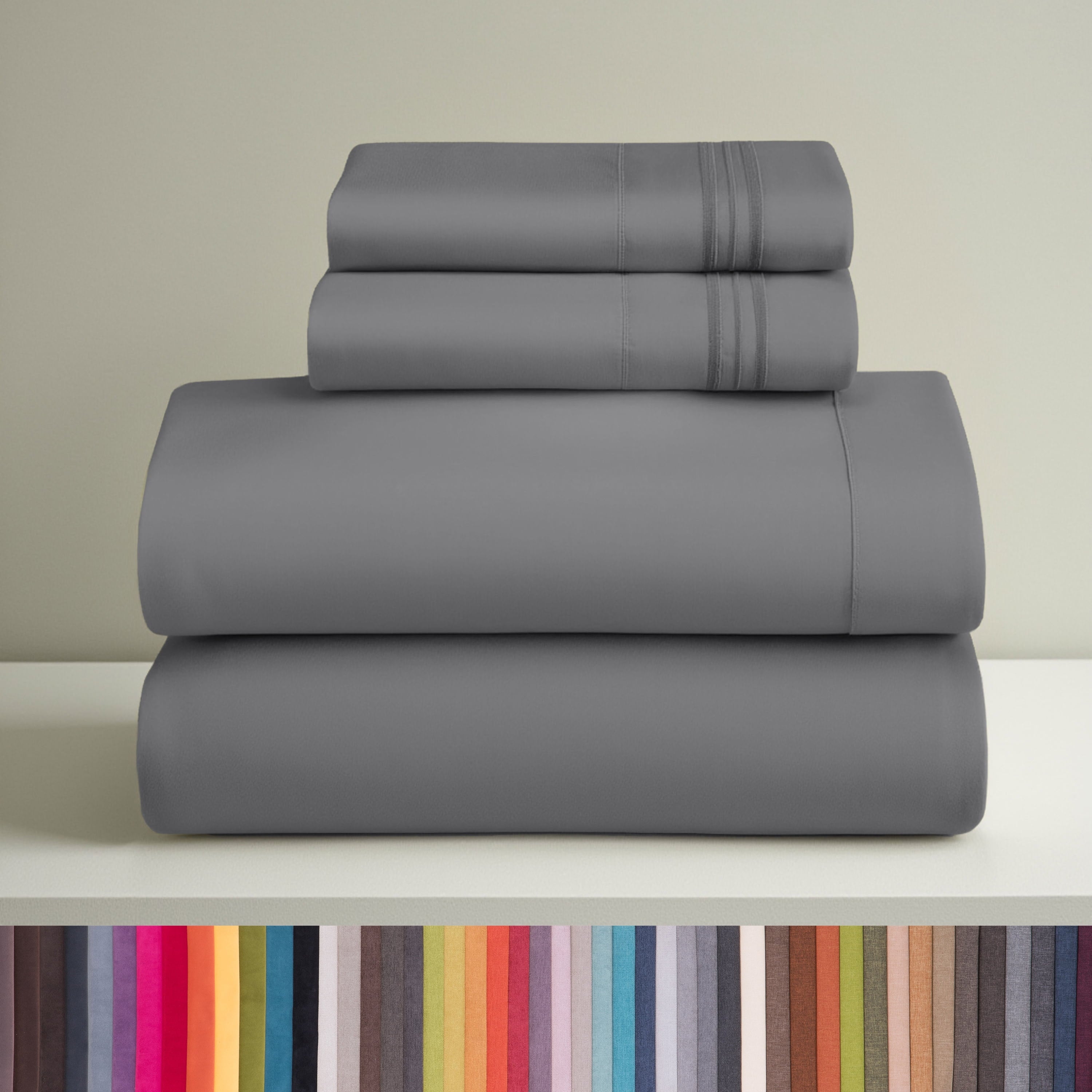 Clara Clark Queen Sheets Set, 1800 Series 4 Piece Deep Pocket Sheets, 100% Soft Microfiber Bed Sheets Set, Gray