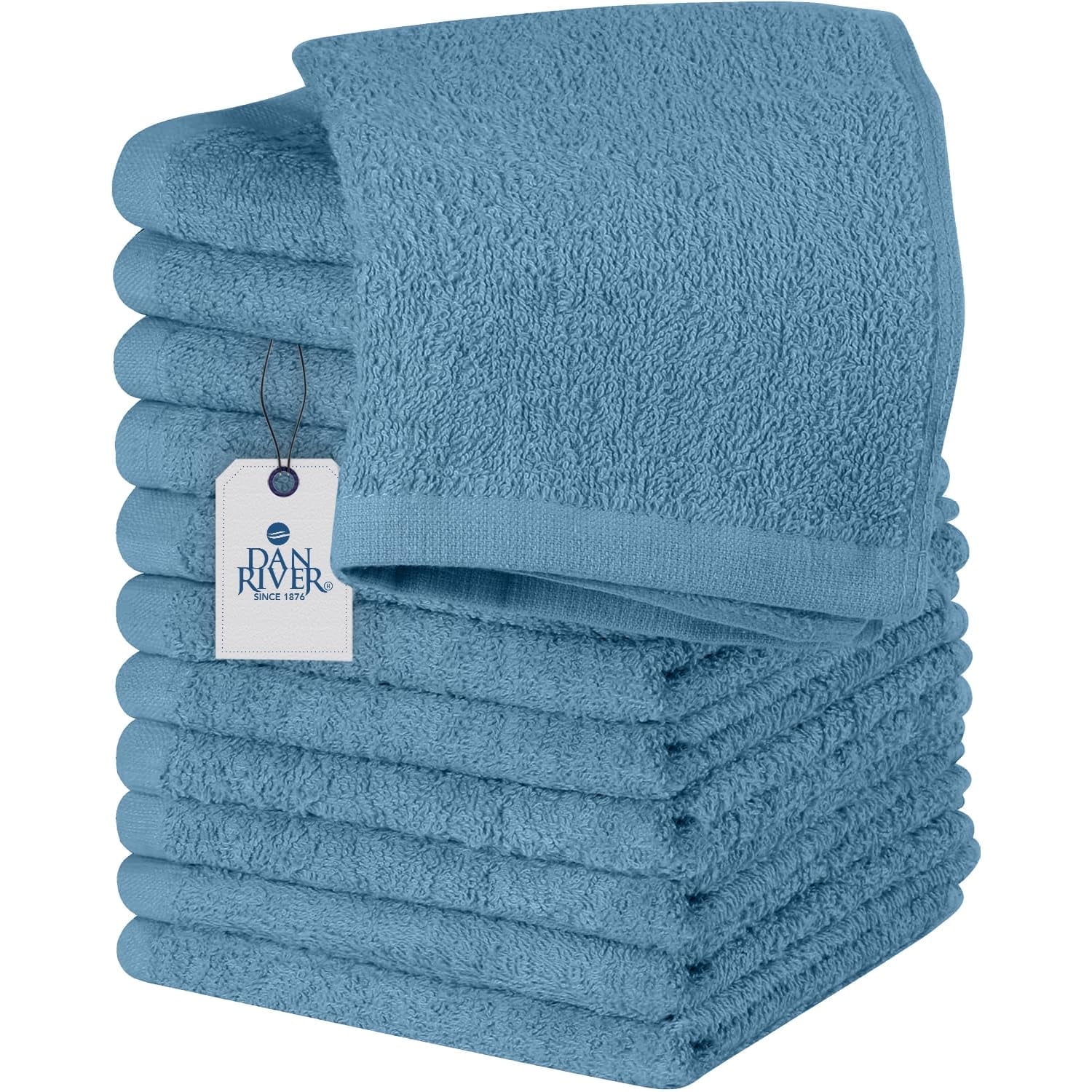 Dan River Washcloths pack of 24 High-Quality Soft Cotton Absorbent and Multipurpose Wash Clothes for Face & Body - Gray, 12x12in