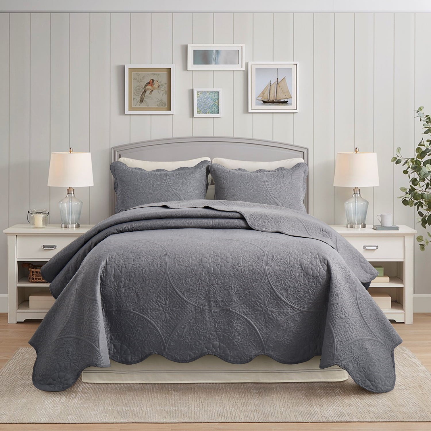 Imperial Rooms 2 Piece Quilt Set Chevron Microfiber Soft Kids Bedspreads & Pillow Shams Purple Twin