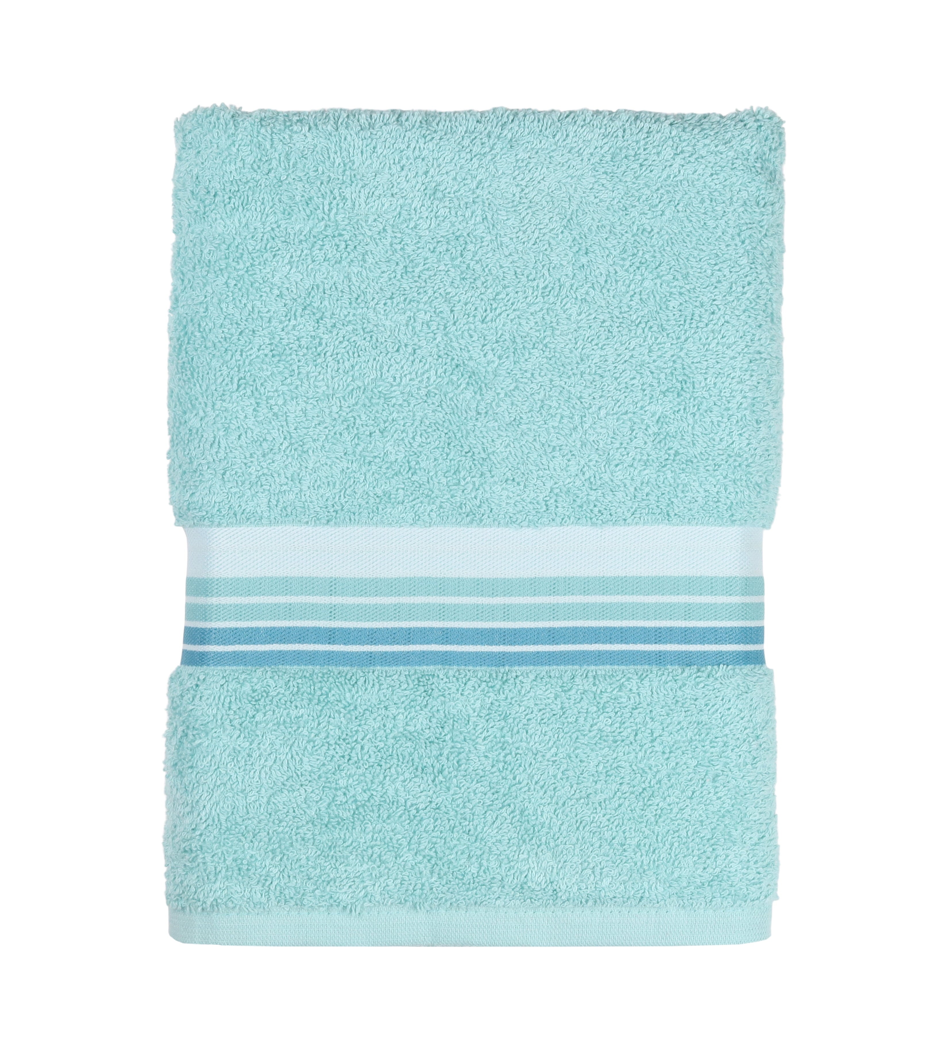 Mainstays Basic Bath Towel, Soft 100%  Cotton and Highly Absorbent Striped Bath Towel, White