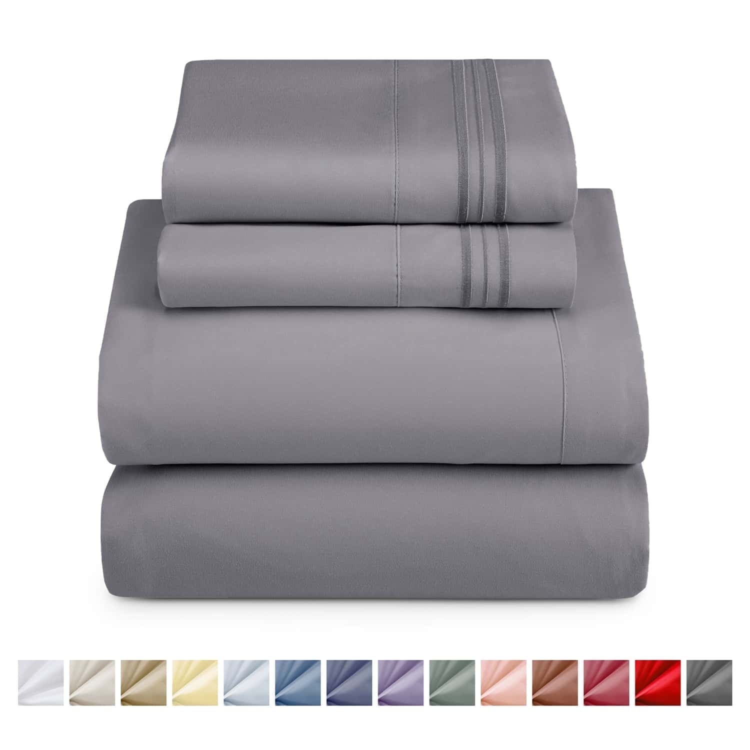 Nestl Queen Sheets Set, 1800 Series 4 Piece Sheets Queen Sheets Set, Luxury Soft Microfiber Queen Size Gray Bed Sheets Set, Gray