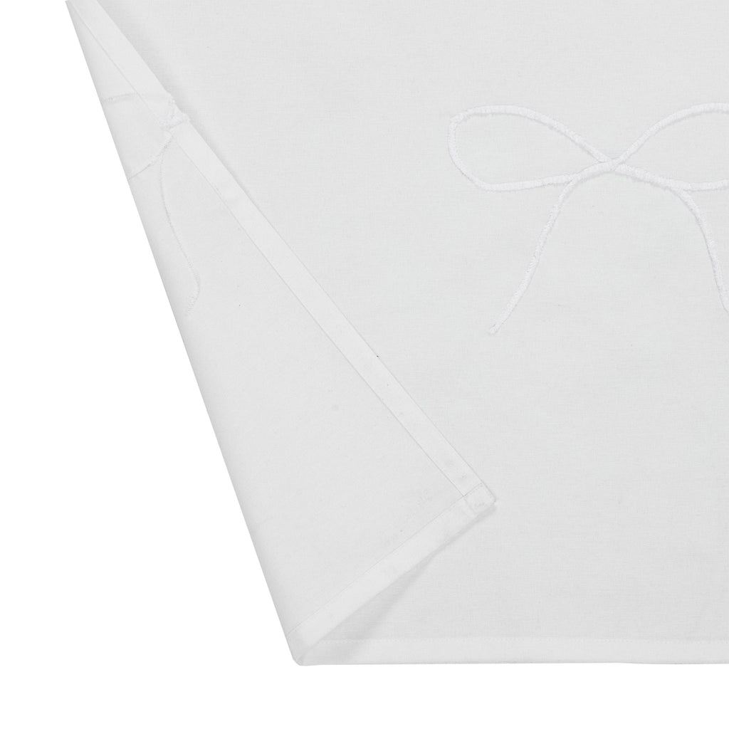 My Texas House White/White Embroidered Holiday Farmhouse Bow Cotton Shower Curtain, 72" x 72