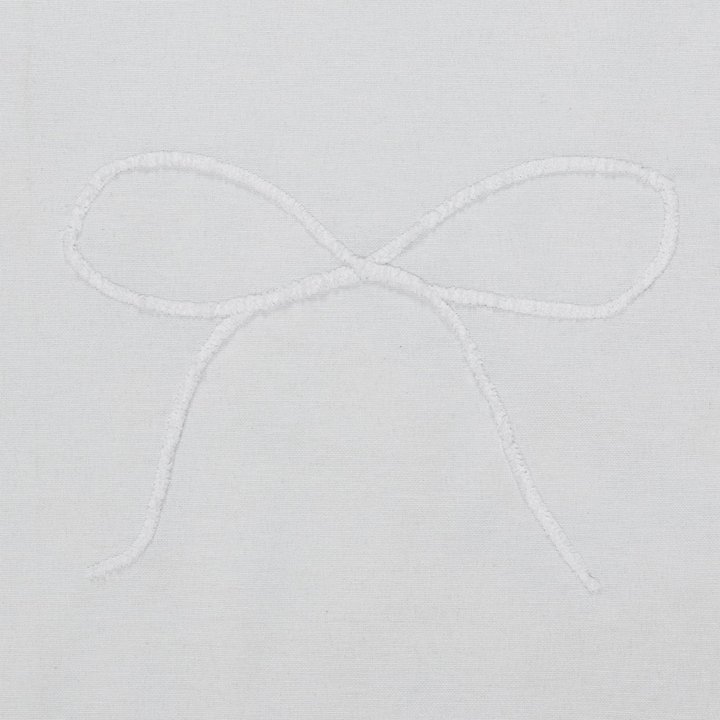 My Texas House White/White Embroidered Holiday Farmhouse Bow Cotton Shower Curtain, 72" x 72