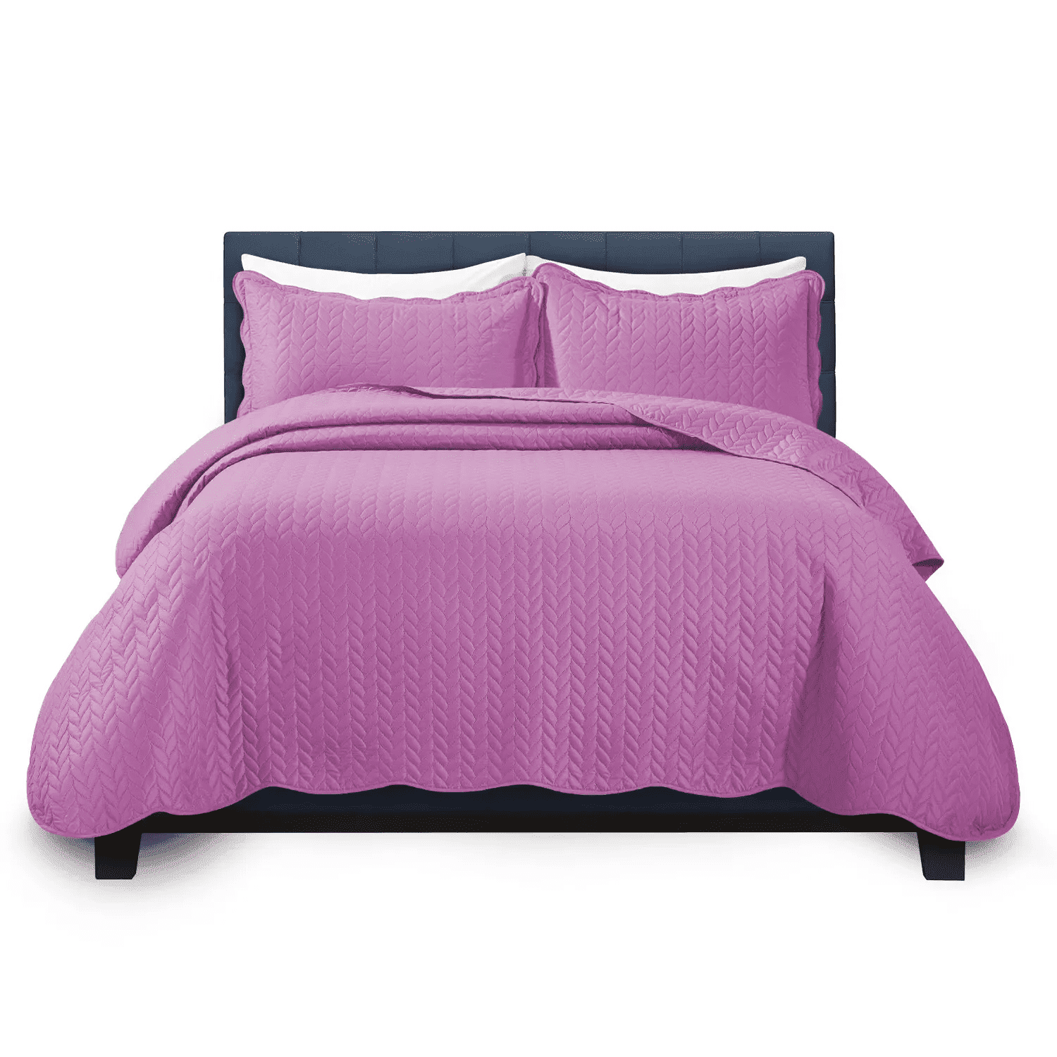 Imperial Rooms 2 Piece Quilt Set Chevron Microfiber Soft Kids Bedspreads & Pillow Shams Purple Twin